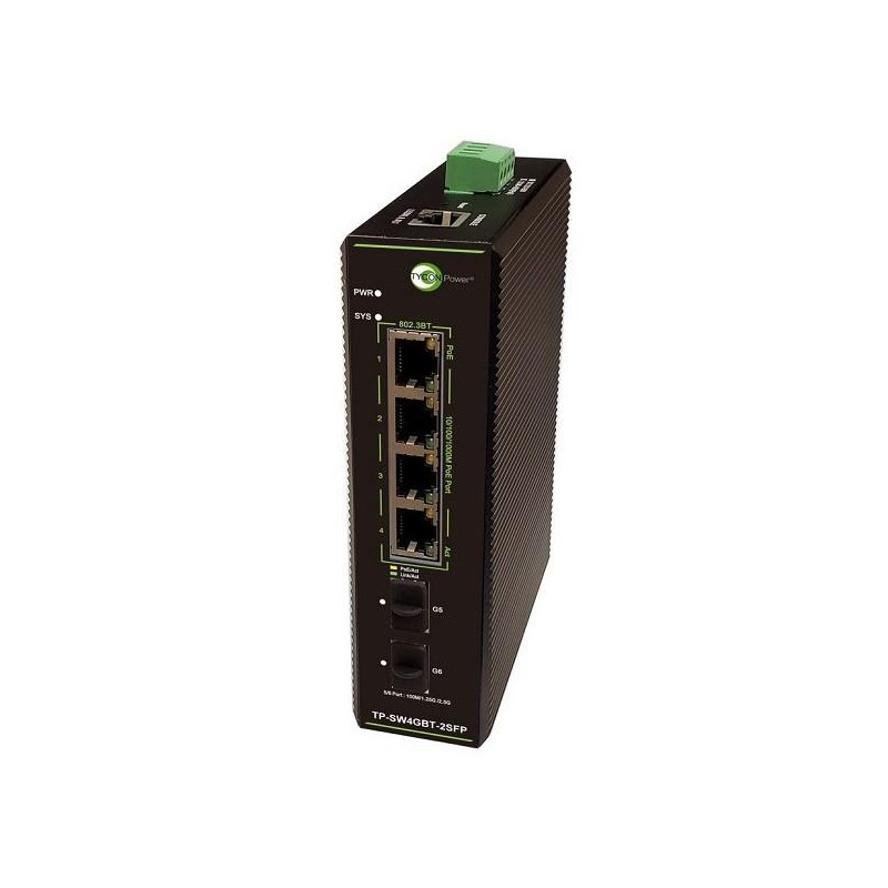 Tycon Power TP-SW4GBT-2SFP Managed Industrial 6 Port PoE++ Switch