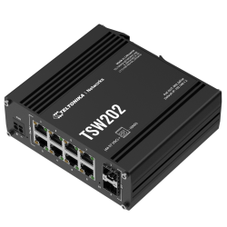 Teltonika TSW202 10 Port Industrial Managed PoE+ Layer 2 Switch with 8 Port PoE+ and 2 SFP slots, Layer3 Features PSU not includ