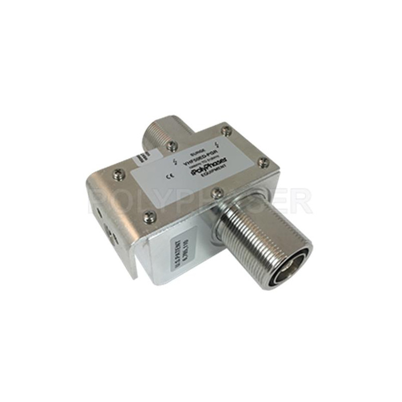 PolyPhaser VHF50ED-PGR 7/16 F/F Coaxial RF Surge Protector, 100MHz - 512MHz, DC Block Bracket Down, Hole Mount
