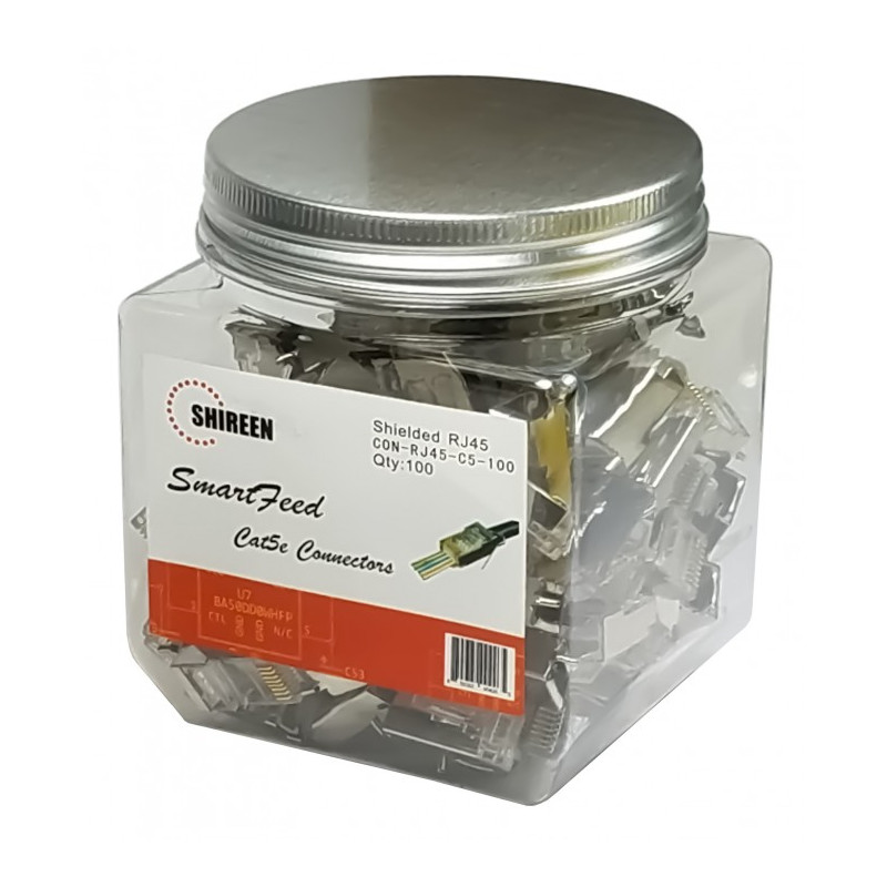 Shireen CON-RJ45-C5-100 CAT-5E RJ45 Connectors - 100pk Smart Feed
