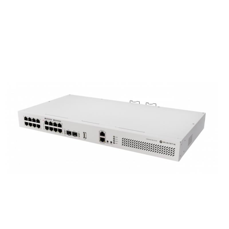 MikroTik CRS418-8P-8G-2S+RM 16-Port Gigabit PoE+ Layer 3 Switch with 2× 10G SFP+ USB 3.0 Quad-Core CPU