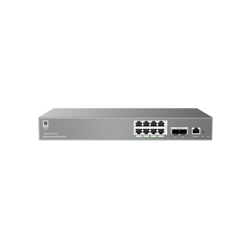 Grandstream GWN7801P Pro Enterprise Layer 2+ Managed PoE Network Switch, 8 x GigE, 2 x 2.5 Gig SFP, 120 Watt PoE+