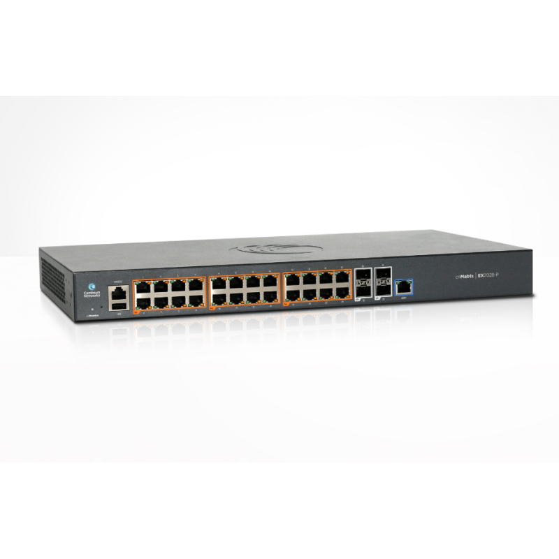 Cambium Networks MX-EX2028PxA-0 cnMatrix EX2028-P, Intelligent Ethernet PoE Switch, 24 1G and 4 SFP+ fiber ports
