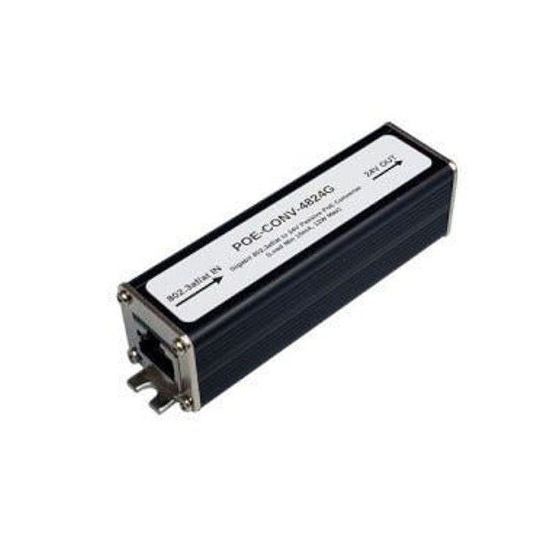 Tycon Power POE-CONV-4824G 802.3af/at to 24V Passive Gigabit PoE Converter, 12W, Surge Protected, Black Aluminum Housing